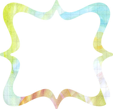 Watercolor Bracket Frame with Grid Texture and Colorful Pastel Wash for Creative Label and Scrapbook Design
