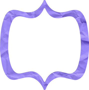Purple ornate frame with crumpled paper texture and vintage scalloped border design for invitations and decorative projects