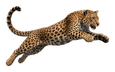 Fototapeta premium PNG Leaping leopard illustration art