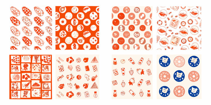 retro fast food icons in vector style on white background diner branding illustration menu hamburger pizza donut