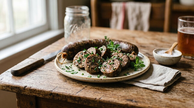 Boudin sausage, traditional French blood sausage 