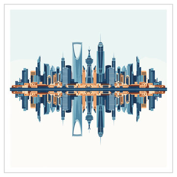Riyadh Skyline Reflection on Water