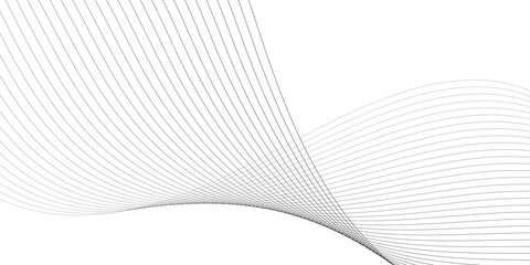 Wavy lines on white background abstract linear graphic design © ak
