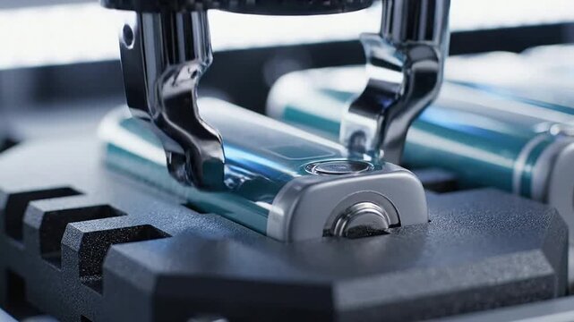 Extreme Macro Shot Of A Robotic Gripper Placing A Cylindrical Object Showcasing Advanced Mechanics And Precision Technology