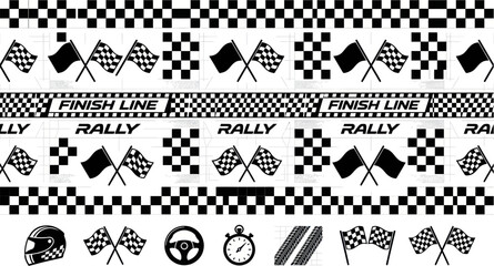 Rally racing flags and checkered patterns decorate the racing track © Umbreon
