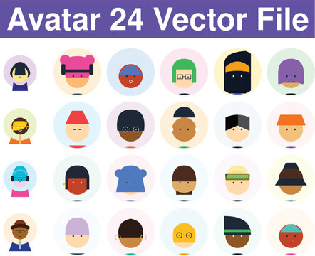 Avatar Icon Set &ndash; Diverse People Profile Pictures, User Portrait Collection, Flat Vector Illustration