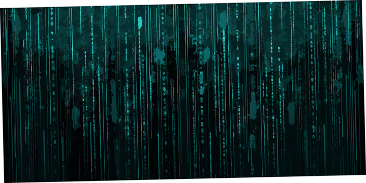 Digital Rain Pattern With Teal And Dark Green Tones