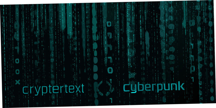 Cyberpunk digital rain pattern with green characters on black background