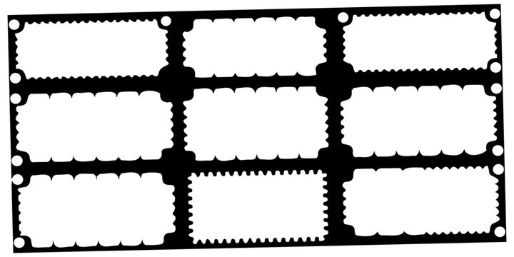 White ticket silhouettes against a black background isolated shapes