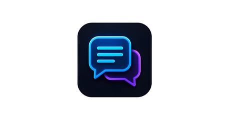 Fototapeta premium Neon Chat Message Icon Vector Mobile App Speech Bubble Glowing Button UI Element