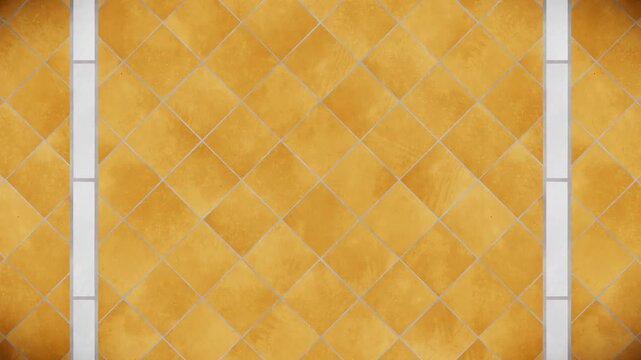 Abstract pattern background featuring warm orange textured diamond tiles, light gray grout lines, and a vertical accent band on the left, a seamless loop motion graphic