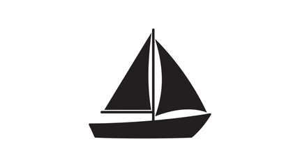 Sailing Boat Silhouette On White Background sailboat © MDSHANTO