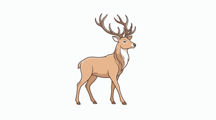 A deer with large antlers stands calmly in a natural landscape setting. © Wikwik