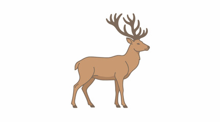A deer with large antlers stands still in the forest on land © Wikwik