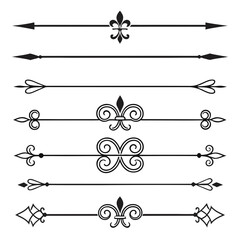 Set of decorative black dividers with fleur de lis. © yeasin