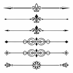 Set of decorative vintage dividers with fleur de lis. © yeasin
