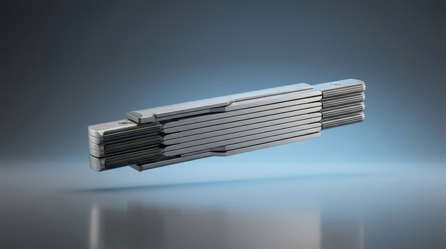 Folding rule 3D render segmented measuring instrument designed for portable dimension assessment and construction tasks