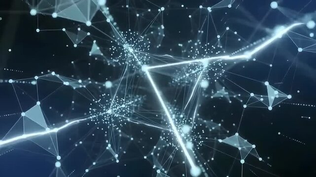 Plexus tech particles background is a hi-tech digital dot line particle background, future sci-fi video material, dotted line particle technology video, technology digital line particle.