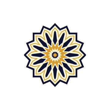 Golden and Navy Blue Geometric Mandala Vector