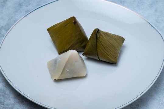 Lemper cake on a white plate. Indonesian food