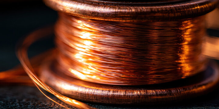 Copper wire spool with bright lighting