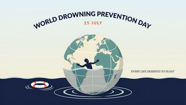 World drowning prevention day illustration with globe