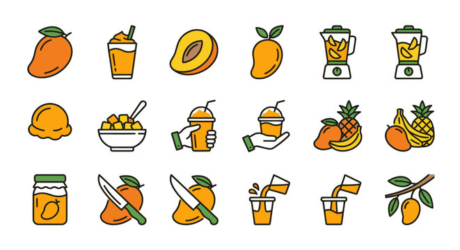 Orange fruit and juice icons.