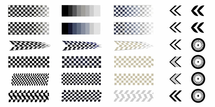checkered flags and racing symbols vector collection flag symbol art graphic element motorsport design speed theme finish