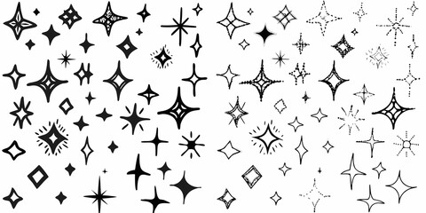 sketchy stars pattern on white background astronomy cosmic celestial drawing hand drawn illustration vector art design graphic space © Asit