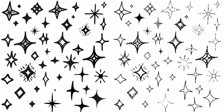 sketchy stars pattern on white background astronomy cosmic celestial drawing hand drawn illustration vector art design graphic space