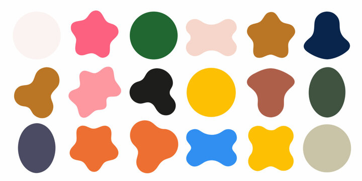 vibrant collection of colorful organic blob shapes on white background abstract art design pattern modern graphic element