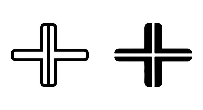 Plus Sign Icons, Addition Symbol Graphics, Mathematical Symbols, Simple Vector Shapes