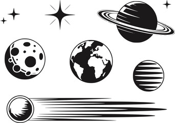 宇宙のコレクション：惑星、月、星、彗星 © StockMingle