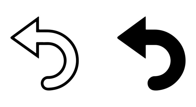 Undo Arrow Icon Set, Reload Symbol Vector, Back Button Graphic, Circular Arrow Design