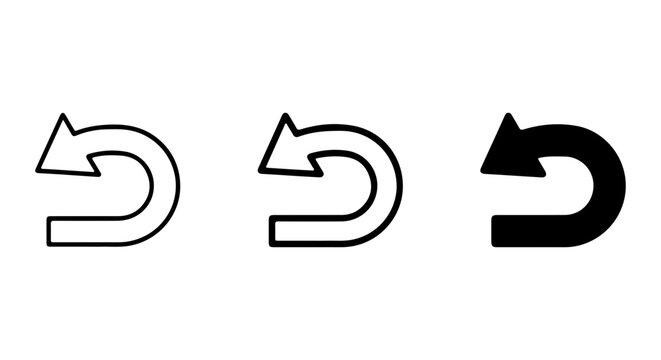 Undo Arrow Icons, Reload Symbol Set, Refresh Button Vector Graphics, Circular Arrows