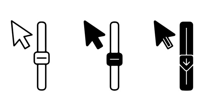 Cursor and Scroll Bar Icons, Interface Elements, Web Design Controls, User Interaction Symbols