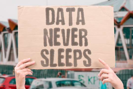 "Data Never Sleeps" Constant surveillance by connected apps. DATA. NEVER. SLEEPS. SURVEILLANCE. CONSTANT.