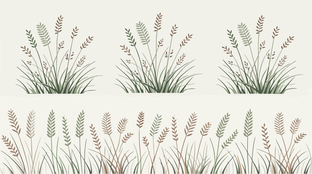 Earth Tone Grass and Seed Head Silhouettes Border and Groupings grass, seed heads