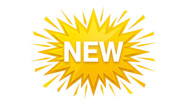 New product announcement explosion graphic.