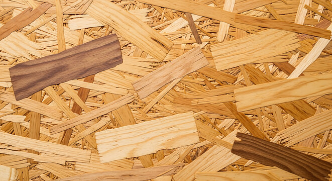 Detailed OSB Wood Texture Background with Compressed Strand Fiber for Construction Material