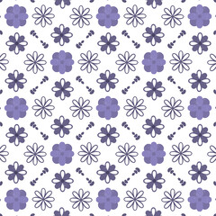 Obraz premium Purple geometric flower seamless pattern