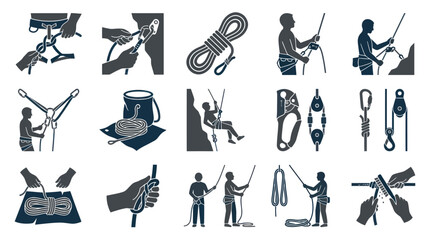 People doing various climbing activities. © Indah
