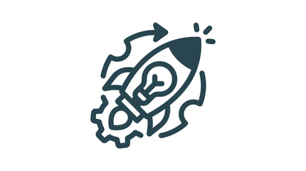 Rocket Ship Icon Launching Fast Speed. © Indah