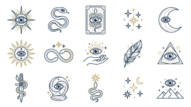 Mystical Esoteric Symbols and Icons Collection.