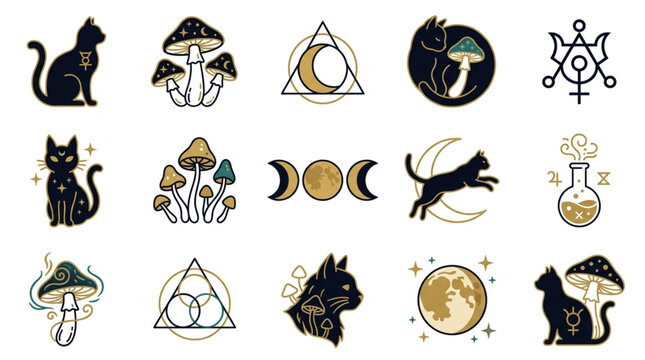 Mystical Occult Symbols and Black Cats Collection.