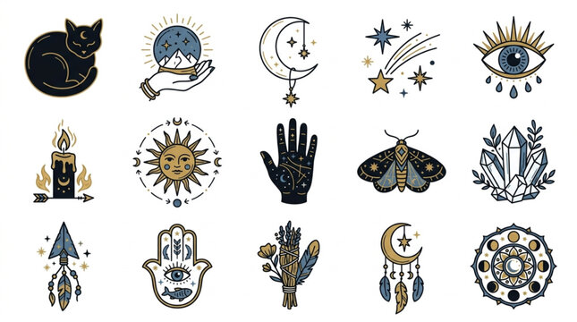 Mystical Symbols and Occult Icons Collection.