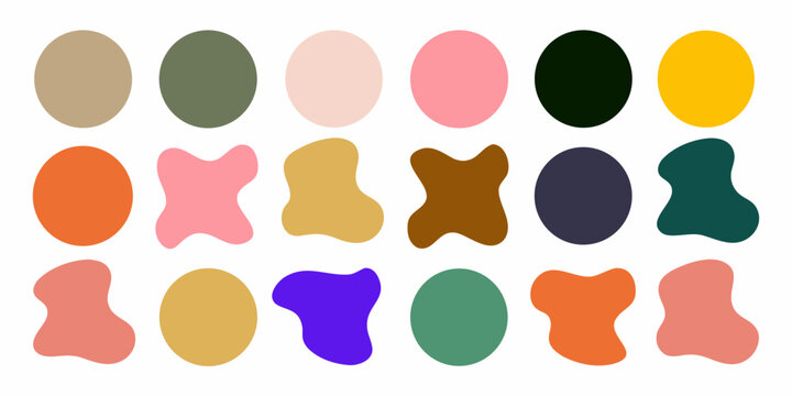 vibrant collection of colorful organic blob shapes on white background abstract art design pattern modern graphic element