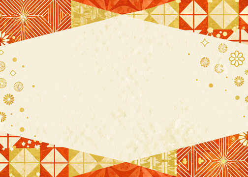 traditional japanese pattern with textured cream background ornament design geometric shapes floral symbols culture heritage art vector