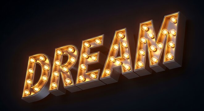 Illuminated Dream Sign with Bright Bulbs for Inspiration.