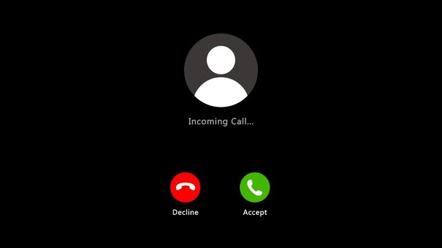 Phone call button screen animation on alpha channel, transparent background. Full HD. 4K
